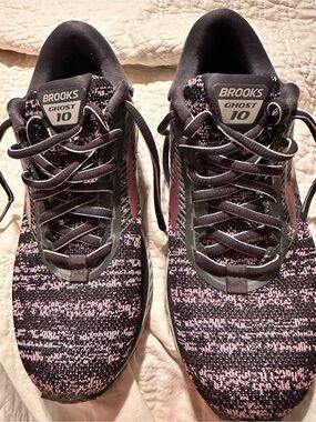 Brooks Ghost 10 Women's Black and Pink Knit Running Shoes